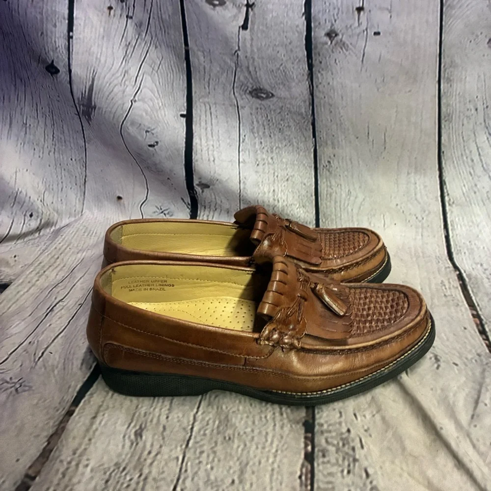 Florsheim Men’s Brown Leather Slip On Tassel Dress Oxford Loafers Brazil Sz 10 D